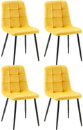 4-delige Set Eetkamerstoelen - Keukenstoelen - Comfortabele Bekleding Kleur geel