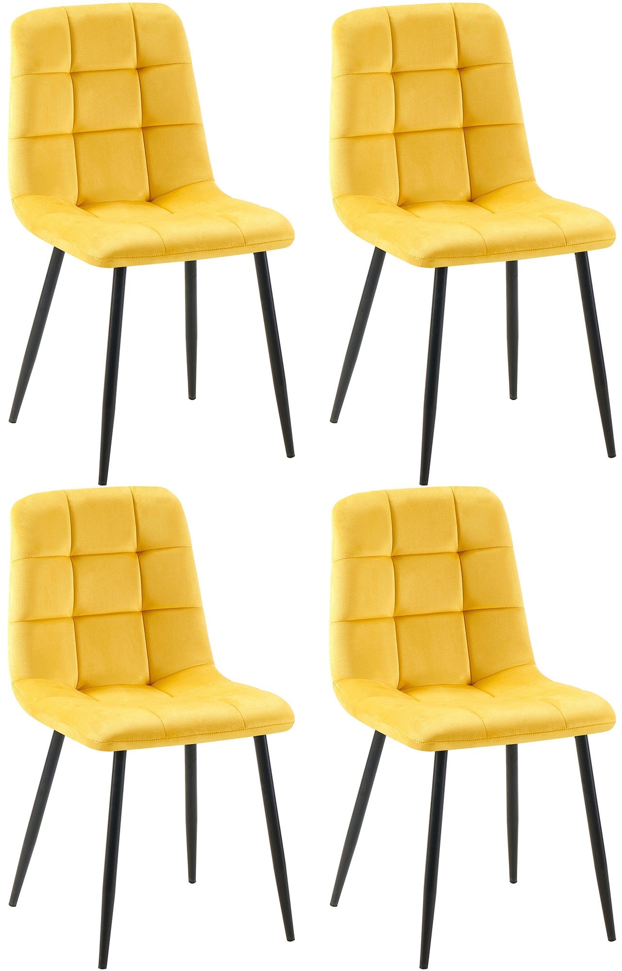 4-delige Set Eetkamerstoelen - Keukenstoelen - Comfortabele Bekleding Kleur geel