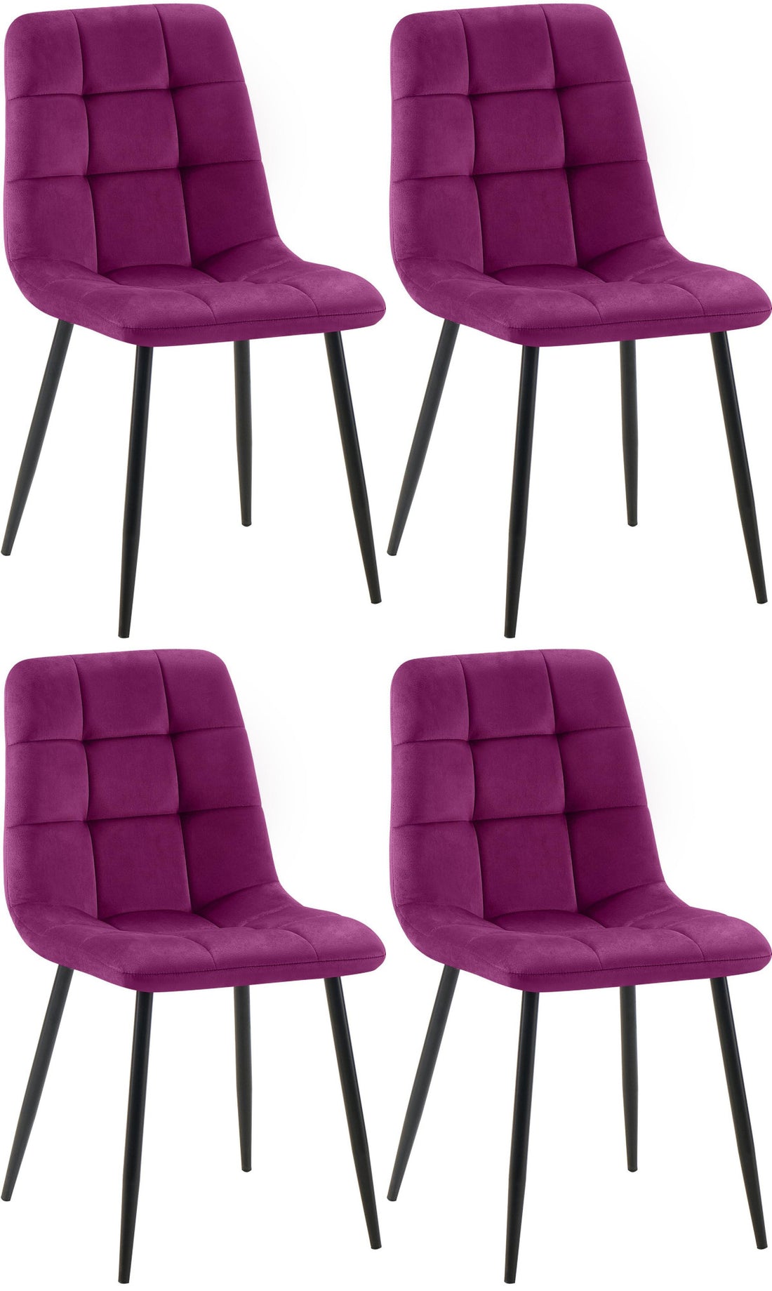 Set van 4 Eetkamerstoelen - Keukenstoelen - Comfortabele Fluwelen Bekleding Kleur paars