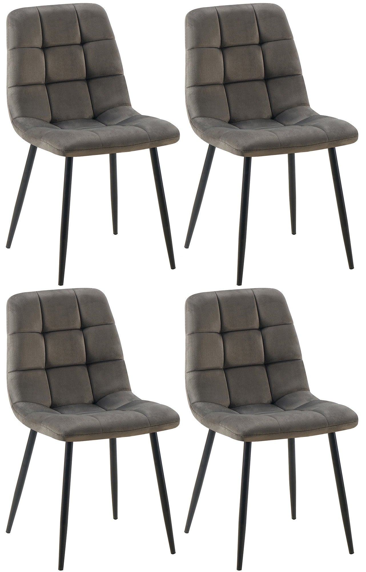 4-delige Set Eetkamerstoelen - Keukenstoelen - Comfortabele Bekleding Kleur antraciet