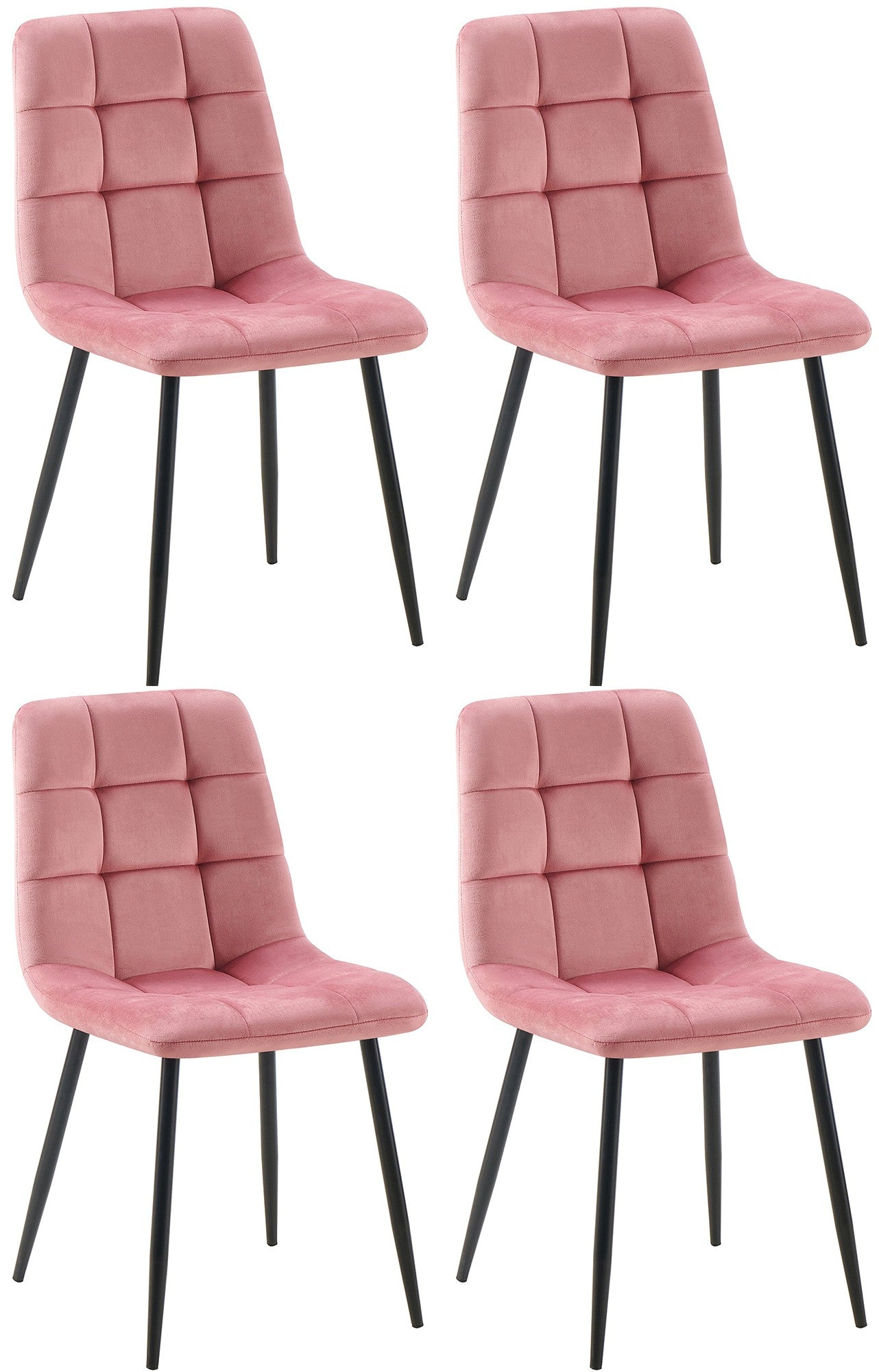 4-delige Set Eetkamerstoelen - Keukenstoelen - Comfortabele Bekleding Kleur roos