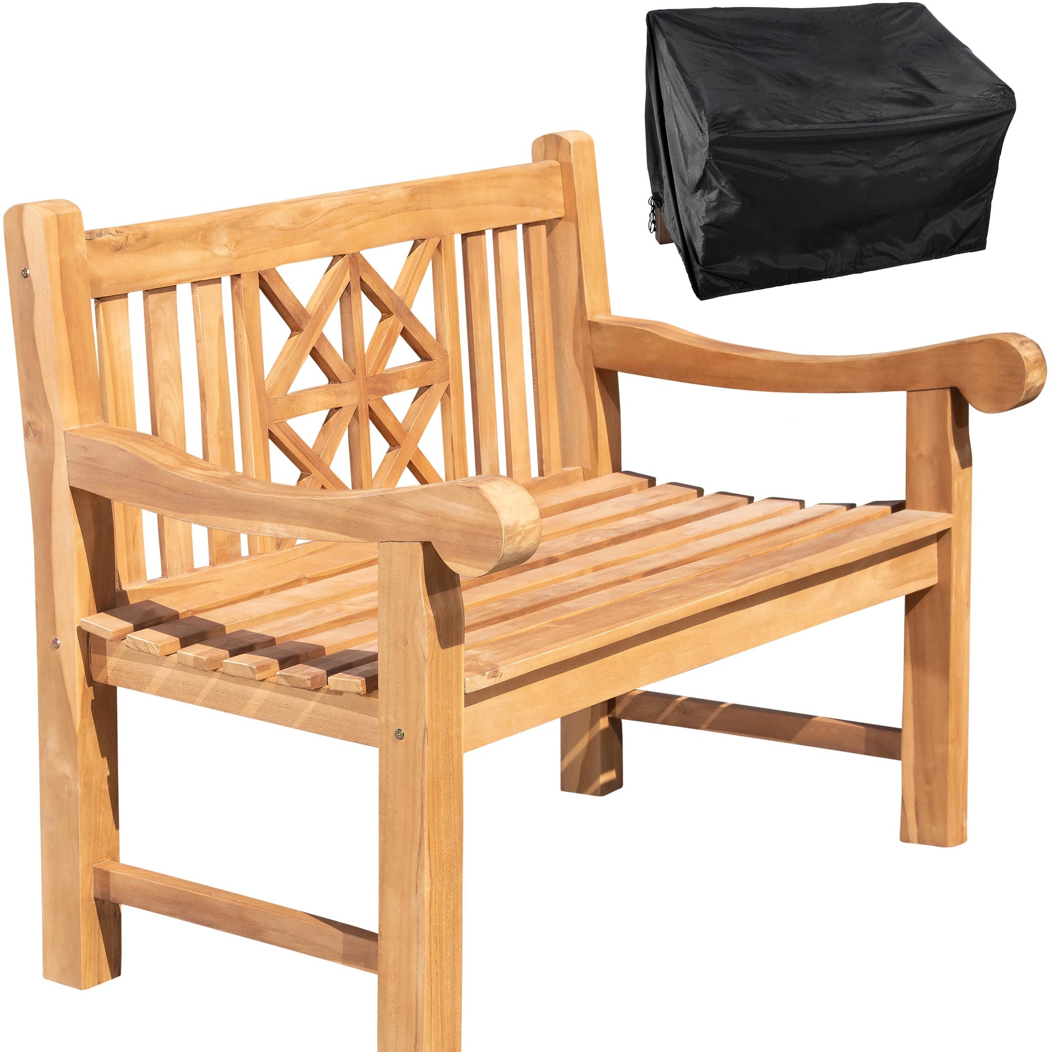 Teakhouten Bank 120 cm - Tuinmeubel - Inclusief Beschermhoes voor Duurzaamheid Inhoud set Florida