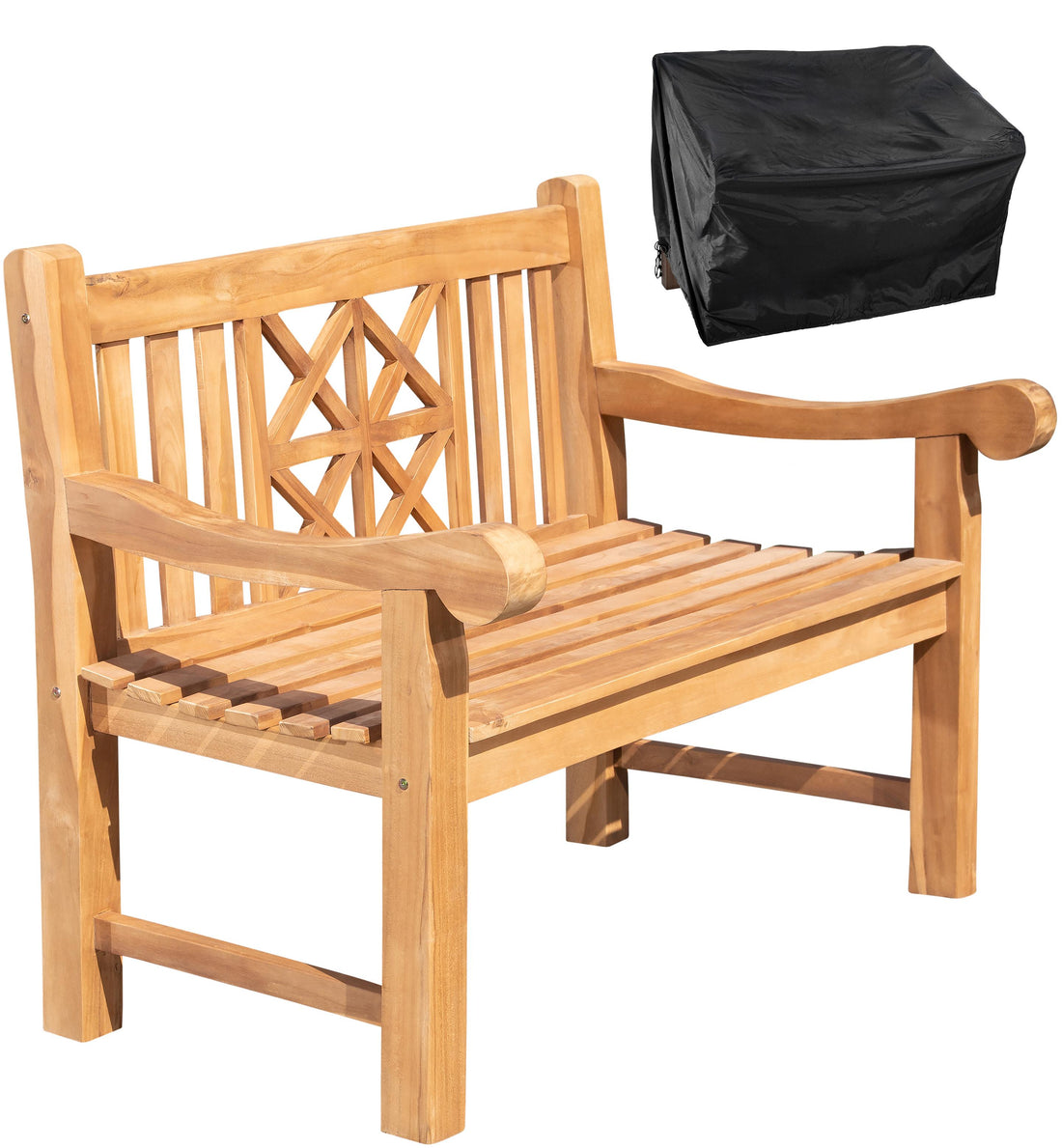 Teakhouten Bank 120 cm - Tuinmeubel - Inclusief Beschermhoes voor Duurzaamheid Inhoud set Florida