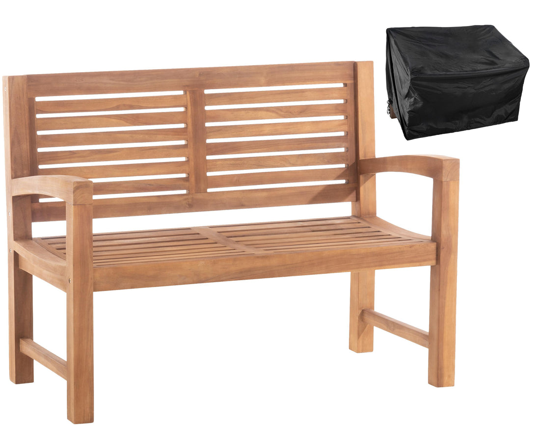 Teakhouten Bank 120 cm - Tuinmeubel - Inclusief Beschermhoes voor Duurzaamheid Inhoud set Florida