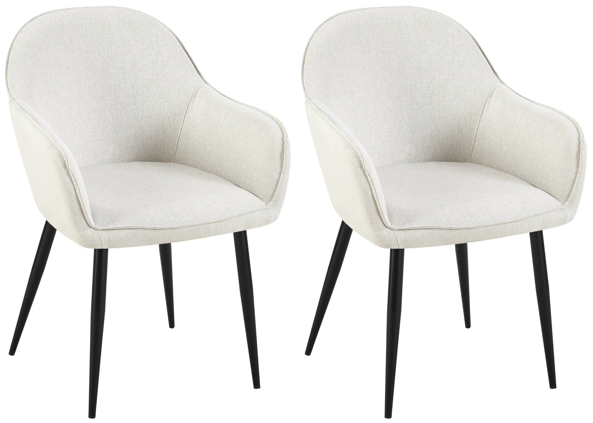Set van 2 Eetkamerstoelen - Boise Stoelen - Comfortabele Zitting Kleur crème