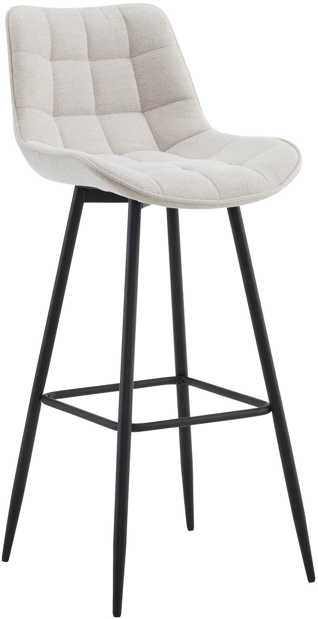 Barkruk met Modern Design - Barstoel - Elegant & Comfortabel, Matzwart Onderstel Kleur crème Materiaal Stof