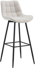 Barkruk met Modern Design - Barstoel - Elegant & Comfortabel, Matzwart Onderstel Kleur crème Materiaal Stof