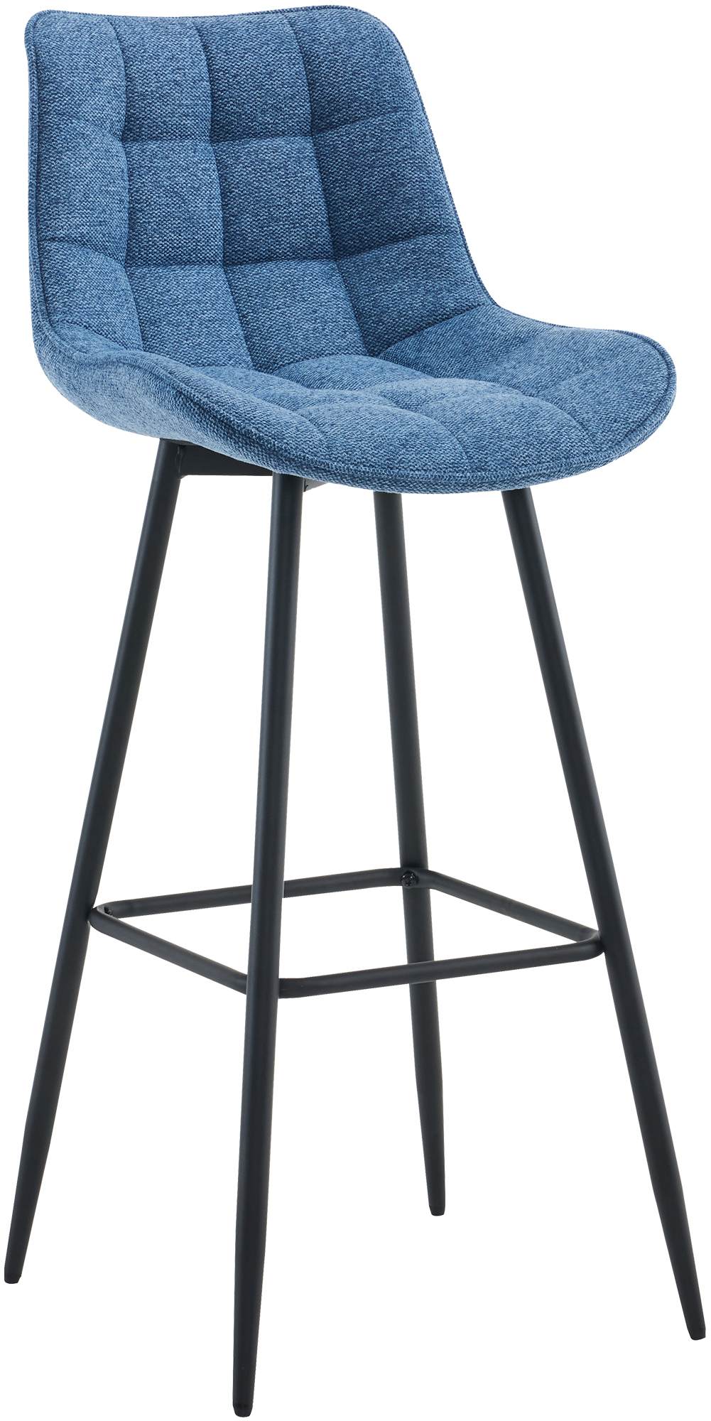 Barkruk met Modern Design - Barstoel - Elegant & Comfortabel, Matzwart Onderstel Kleur blauw Materiaal Stof