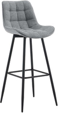 Barkruk met Modern Design - Barstoel - Elegant & Comfortabel, Matzwart Onderstel Kleur grijs Materiaal Stof