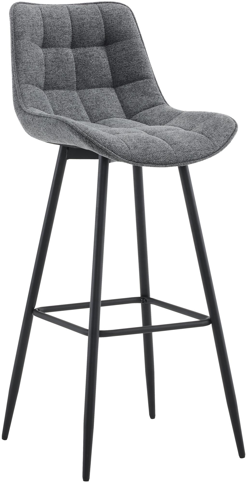 Barkruk met Modern Design - Barstoel - Elegant & Comfortabel, Matzwart Onderstel Kleur donkergrijs Materiaal Stof