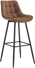 Barkruk met Modern Design - Barstoel - Elegant & Comfortabel, Matzwart Onderstel Kleur bruin Materiaal zacht