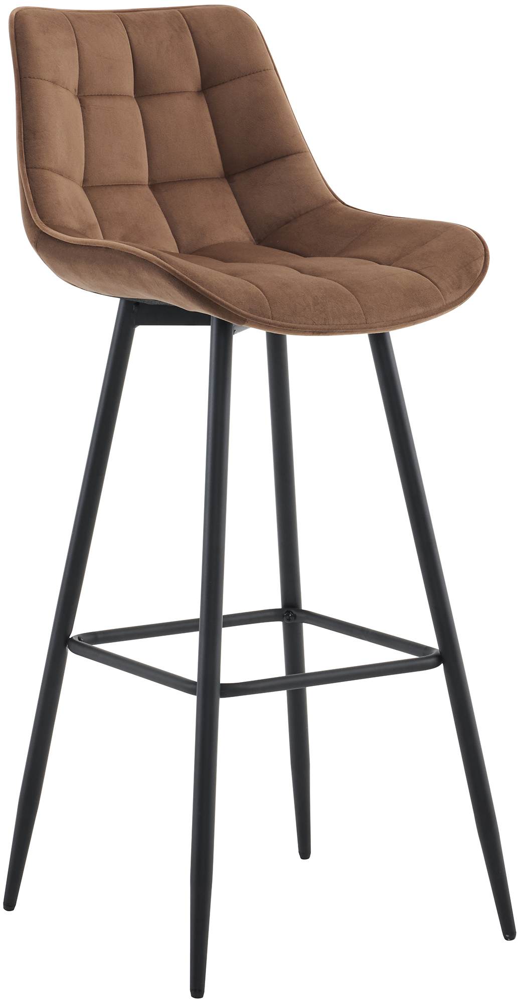 Barkruk met Modern Design - Barstoel - Elegant & Comfortabel, Matzwart Onderstel Kleur bruin Materiaal zacht