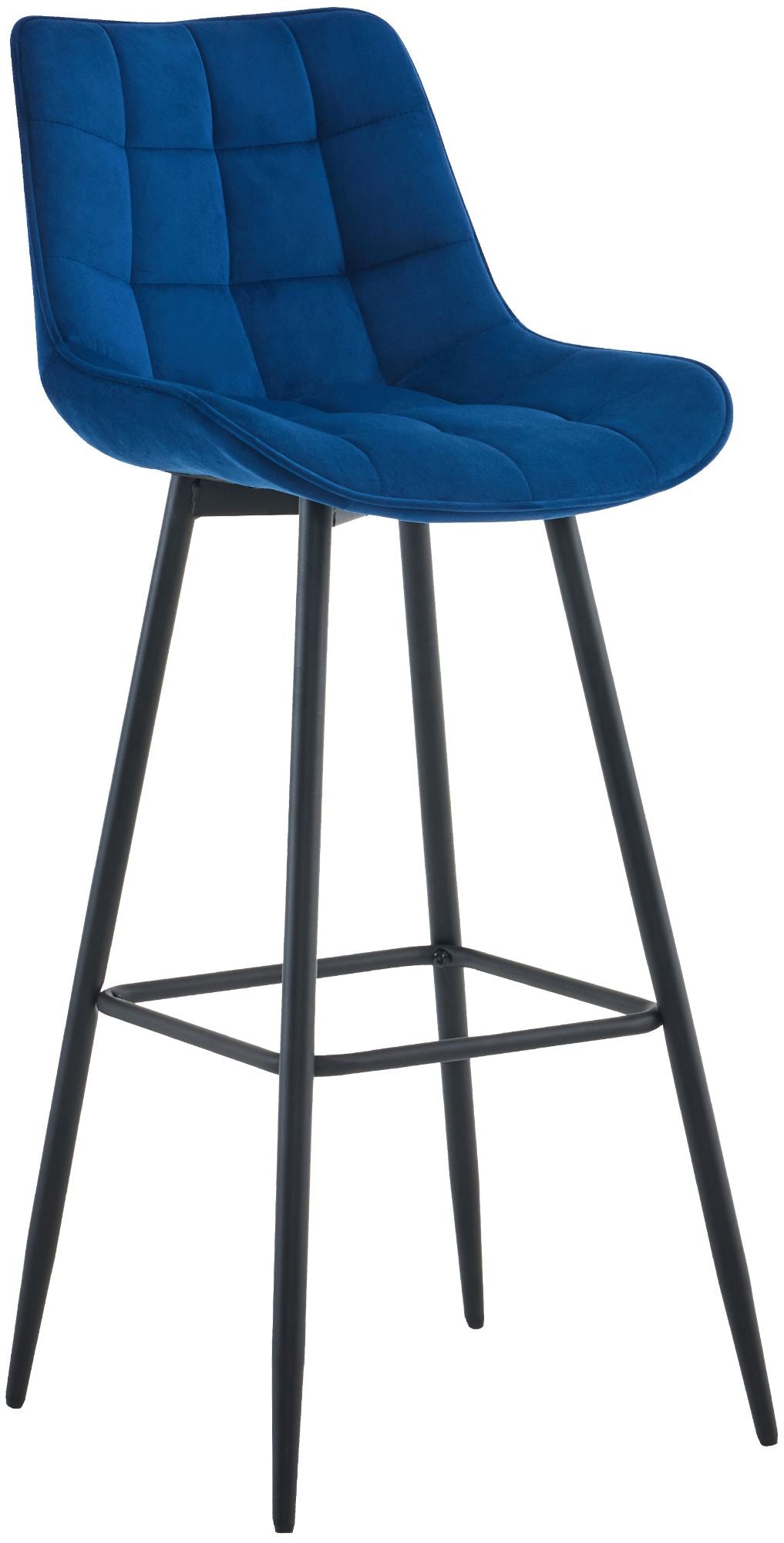 Barkruk met Modern Design - Barstoel - Elegant & Comfortabel, Matzwart Onderstel Kleur blauw Materiaal zacht