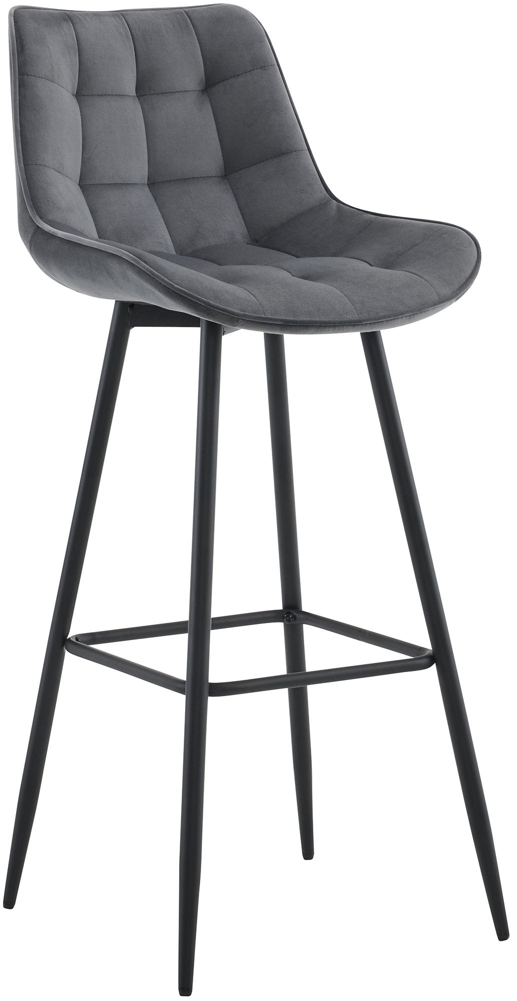 Barkruk met Modern Design - Barstoel - Elegant & Comfortabel, Matzwart Onderstel Kleur donkergrijs Materiaal zacht