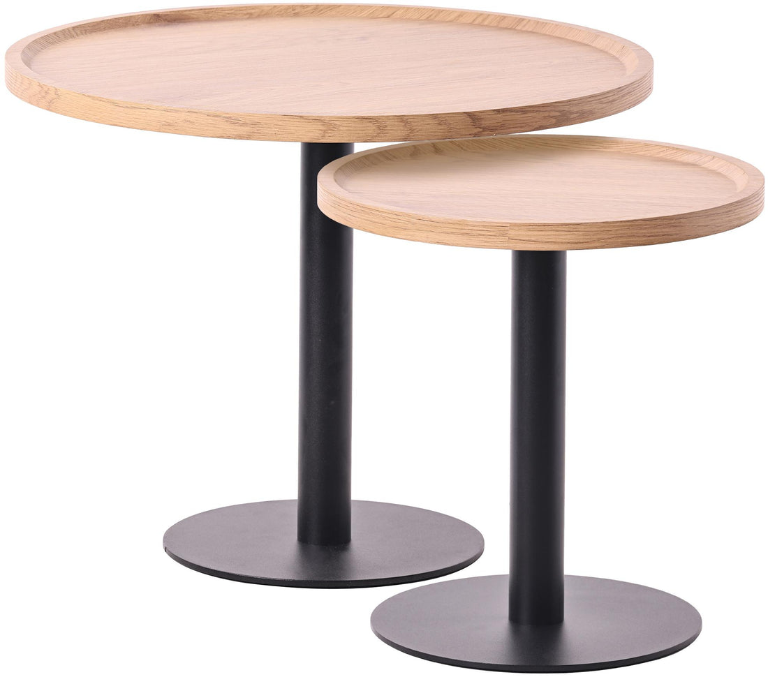 Set van 2 Bijzettafels - Salontafels - Modern Design, Vloerbeschermers Kleur natuur