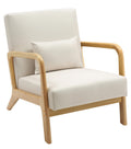 Elegante Comfort Fauteuil - Relaxstoel - Stoffen Bekleding, Inclusief Lendekussen Kleur crème