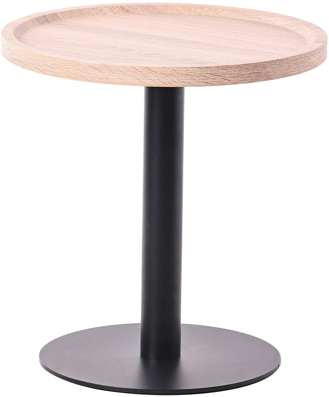 Houten Bijzettafel, Salontafel - Moderne Uitstraling - Stabiel Matzwart Metaal Frame Kleur eiken