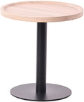 Houten Bijzettafel, Salontafel - Moderne Uitstraling - Stabiel Matzwart Metaal Frame Kleur eiken
