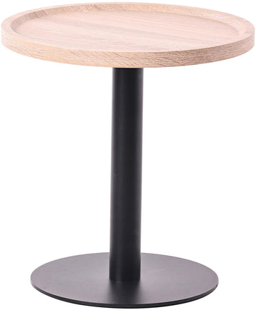 Houten Bijzettafel, Salontafel - Moderne Uitstraling - Stabiel Matzwart Metaal Frame Kleur eiken