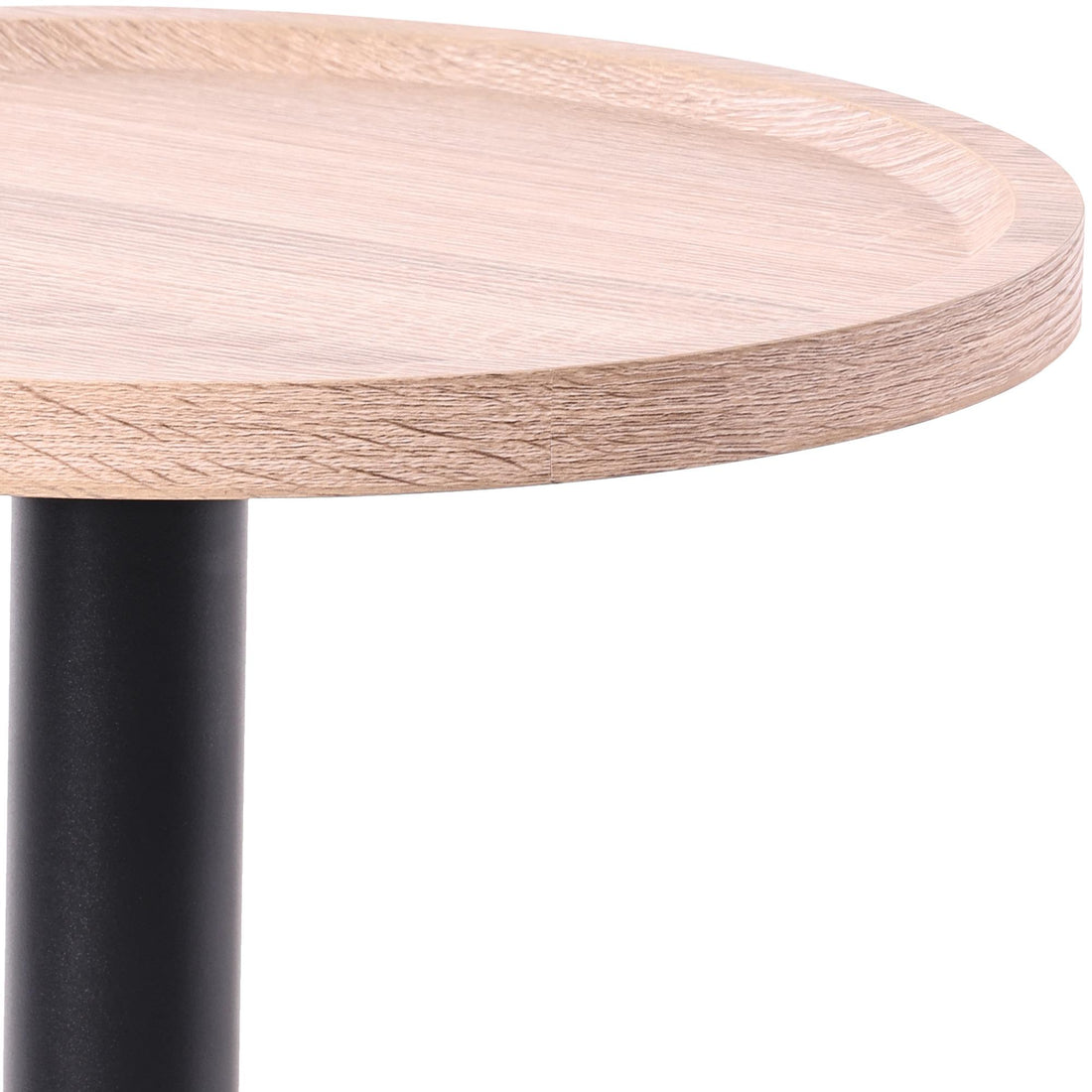 Houten Bijzettafel, Salontafel - Moderne Uitstraling - Stabiel Matzwart Metaal Frame Kleur eiken
