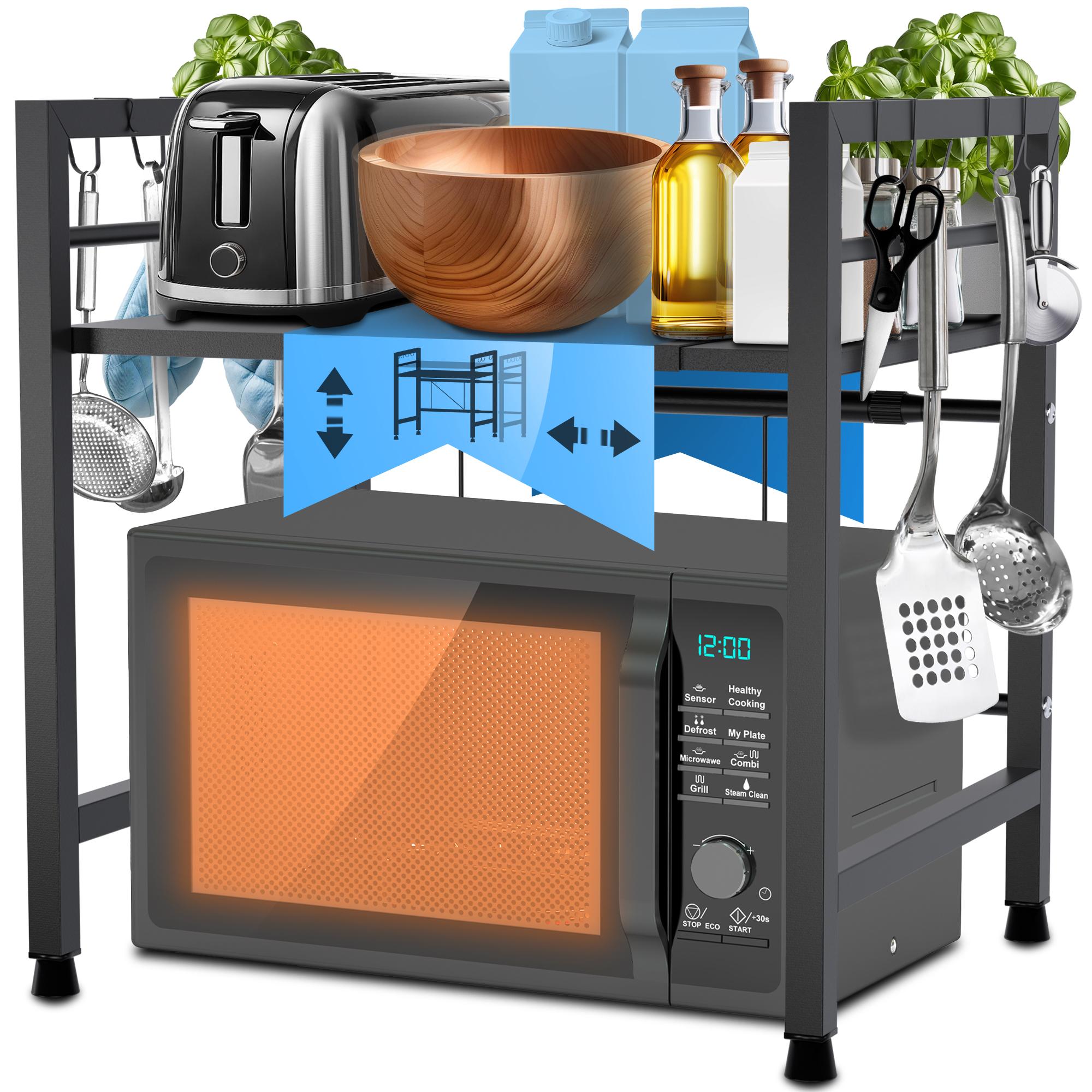 Keukenrek - Opslagrek - Flexibele Opbergruimte - Eenvoudige Montage Kleur zwart Maat 2-traps