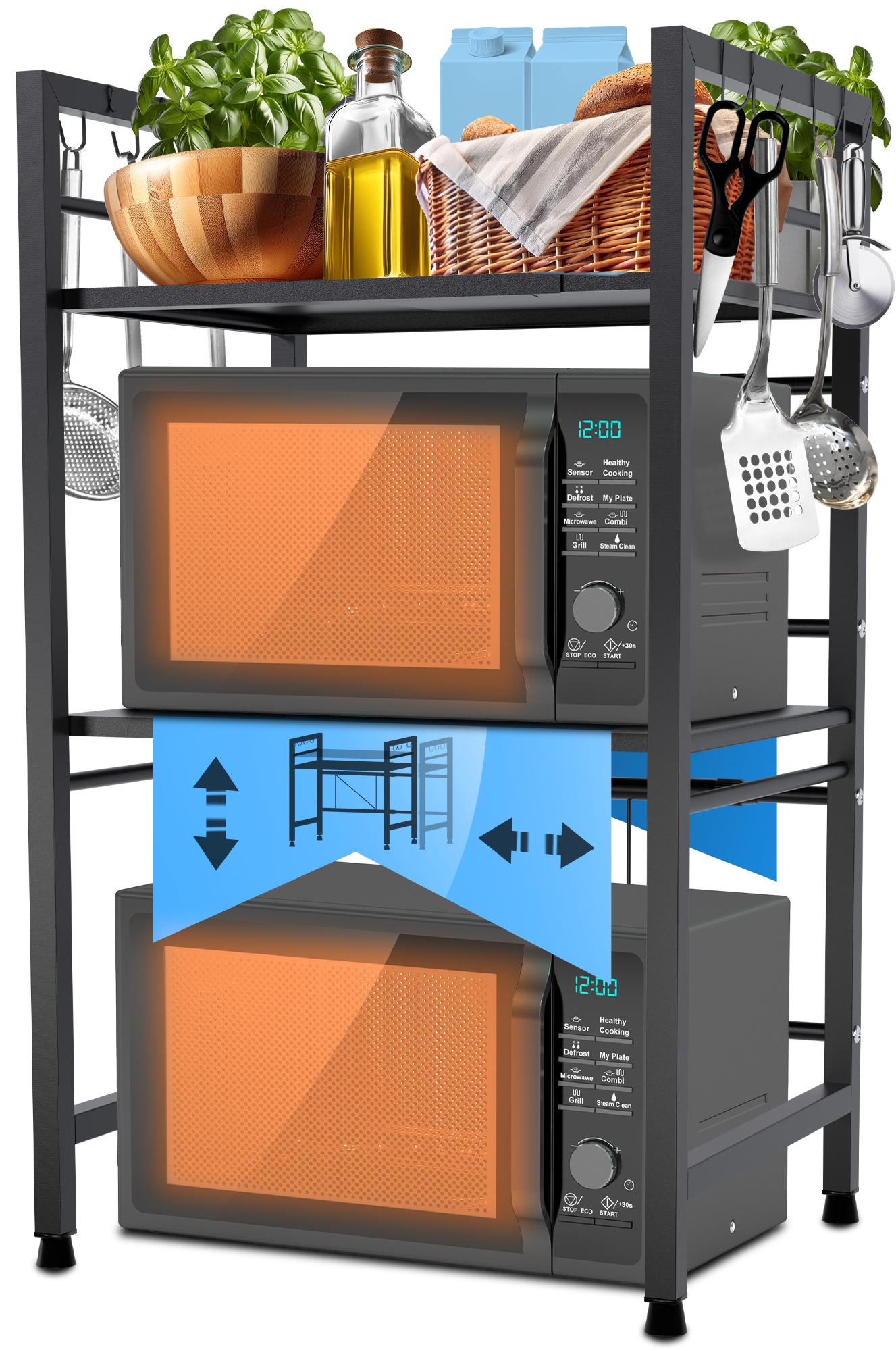 Keukenrek - Opslagrek - Flexibele Opbergruimte - Eenvoudige Montage Kleur zwart Maat 3-traps
