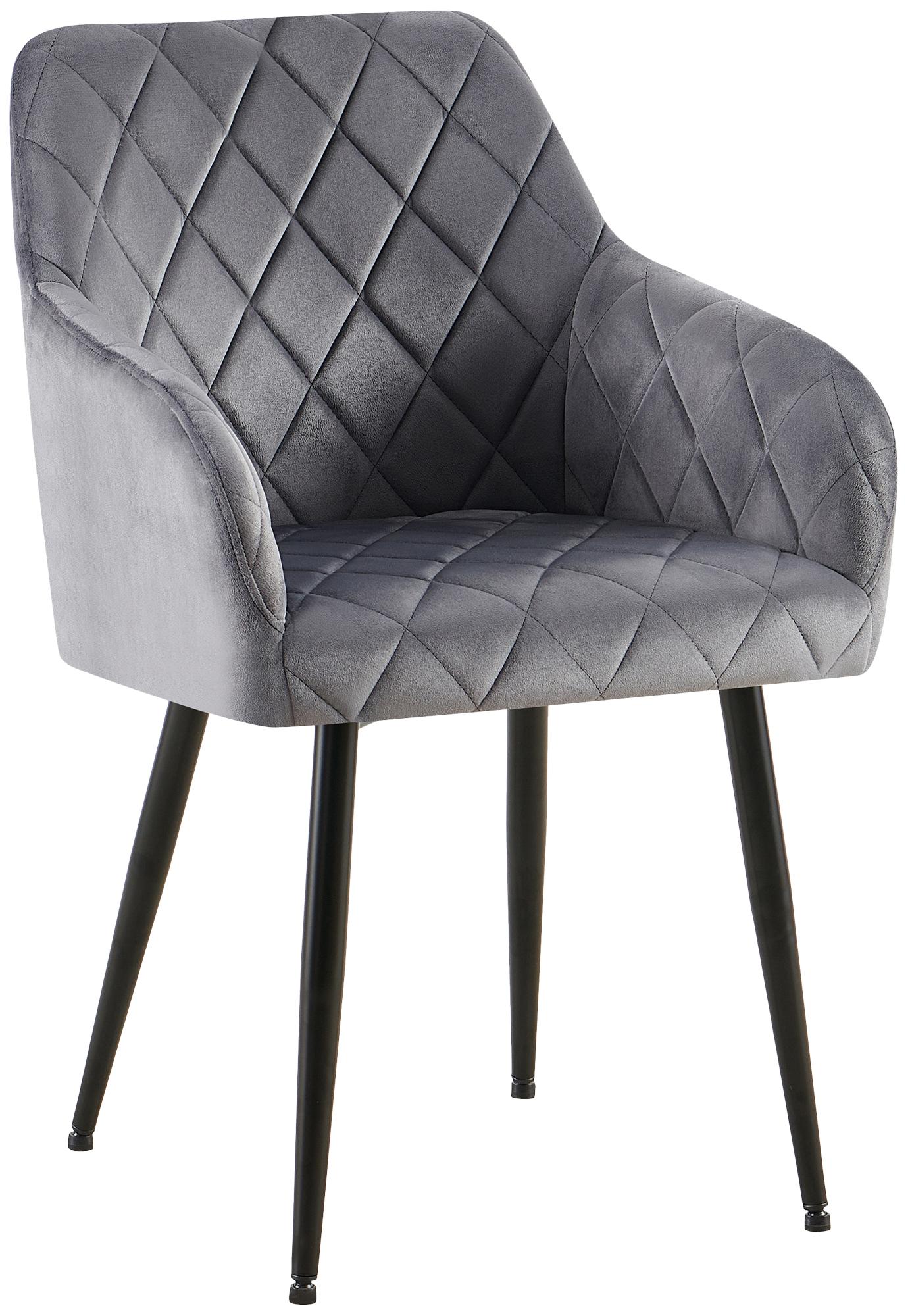 Comfortabele Eetkamerstoel Fluweel - Stijlvolle Stoel, Duurzaam Comfort - Stabiel Onderstel Kleur donkergrijs Materiaal onderstel Metaal matzwart