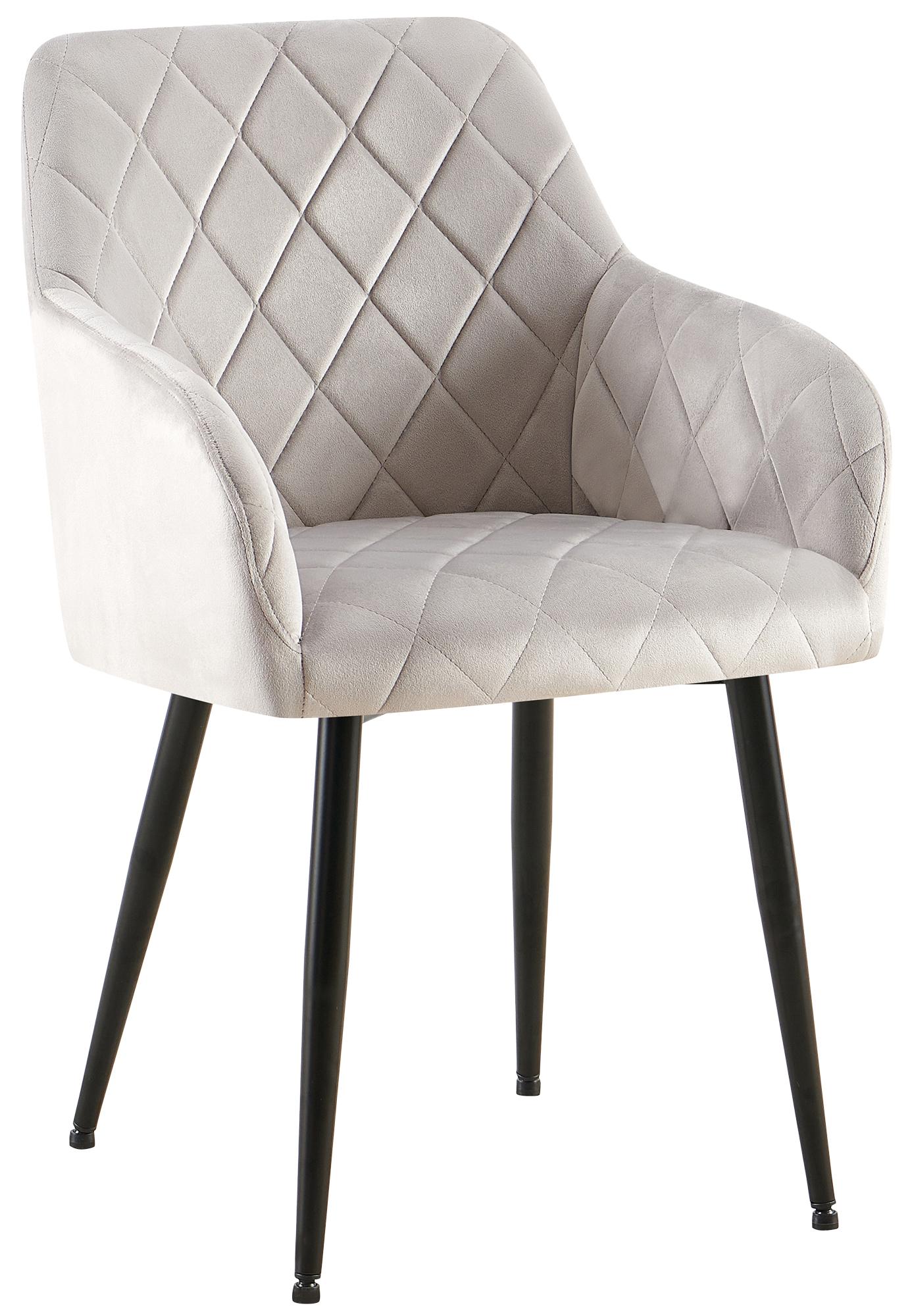 Comfortabele Eetkamerstoel Fluweel - Stijlvolle Stoel, Duurzaam Comfort - Stabiel Onderstel Kleur grijs Materiaal onderstel Metaal matzwart