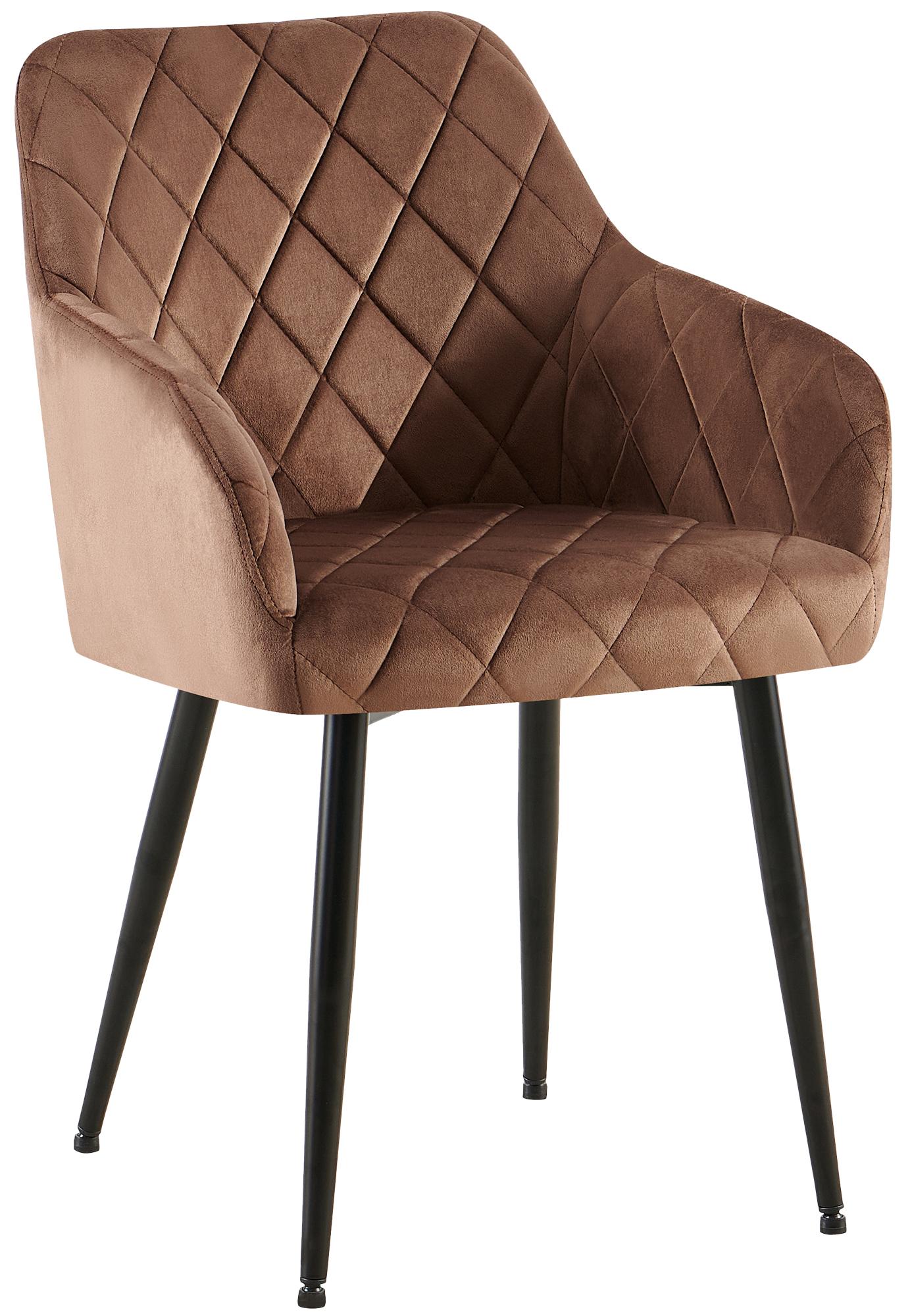 Comfortabele Eetkamerstoel Fluweel - Stijlvolle Stoel, Duurzaam Comfort - Stabiel Onderstel Kleur bruin Materiaal onderstel Metaal matzwart