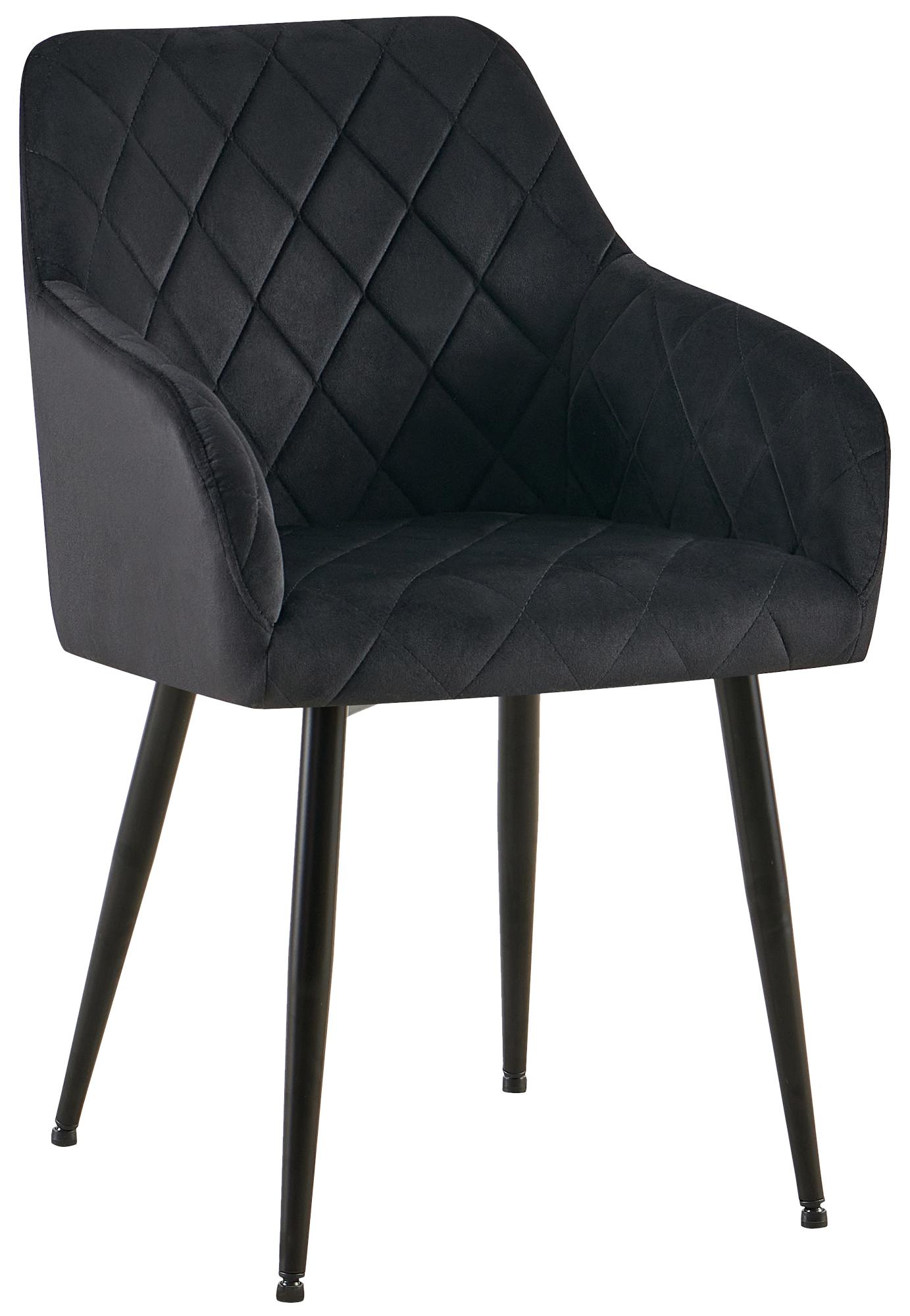 Comfortabele Eetkamerstoel Fluweel - Stijlvolle Stoel, Duurzaam Comfort - Stabiel Onderstel Kleur zwart Materiaal onderstel Metaal matzwart