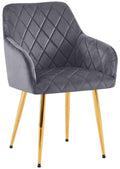 Comfortabele Eetkamerstoel Fluweel - Stijlvolle Stoel, Duurzaam Comfort - Stabiel Onderstel Kleur donkergrijs Materiaal onderstel Metaalgoud