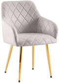 Comfortabele Eetkamerstoel Fluweel - Stijlvolle Stoel, Duurzaam Comfort - Stabiel Onderstel Kleur grijs Materiaal onderstel Metaalgoud