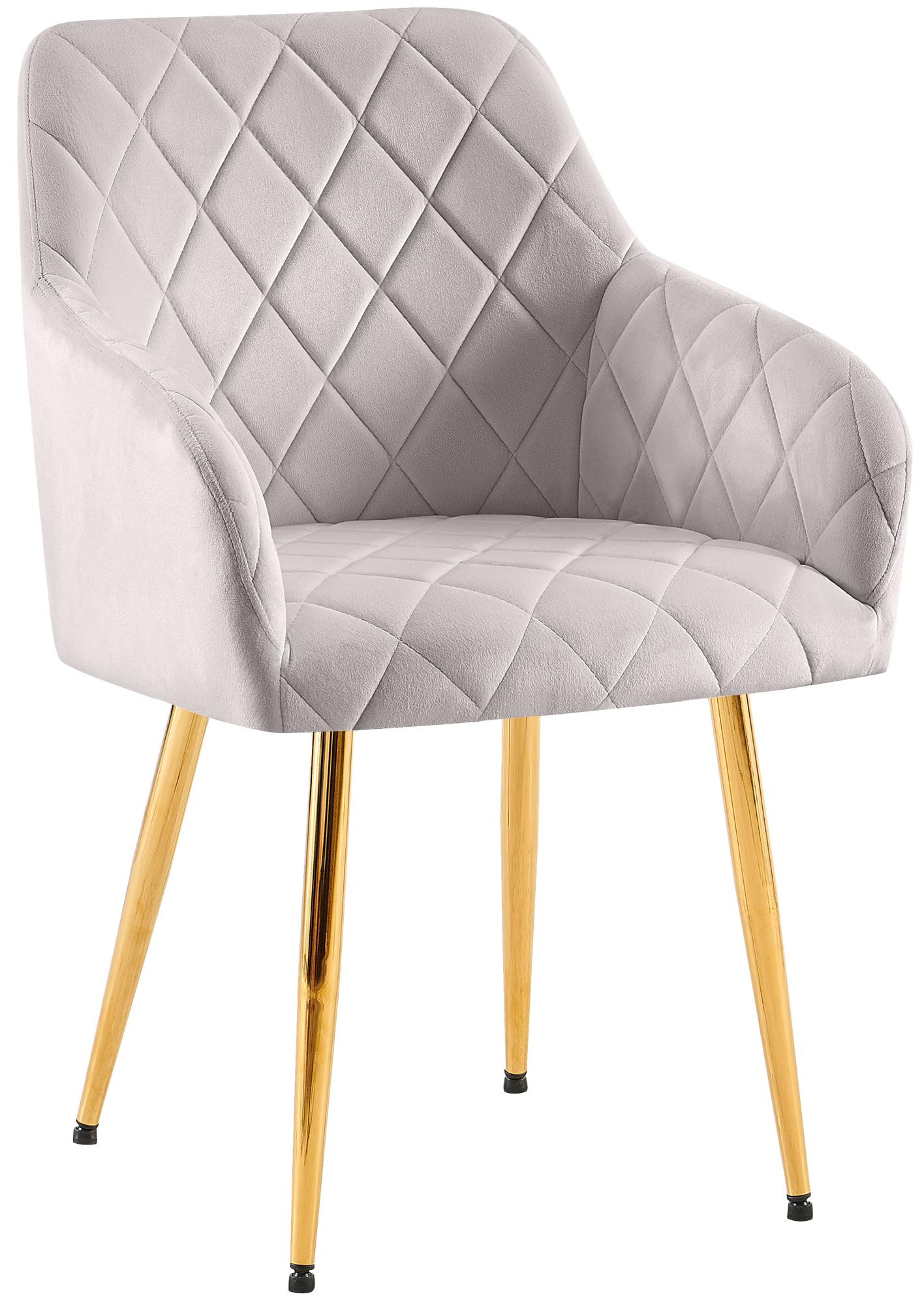 Comfortabele Eetkamerstoel Fluweel - Stijlvolle Stoel, Duurzaam Comfort - Stabiel Onderstel Kleur grijs Materiaal onderstel Metaalgoud