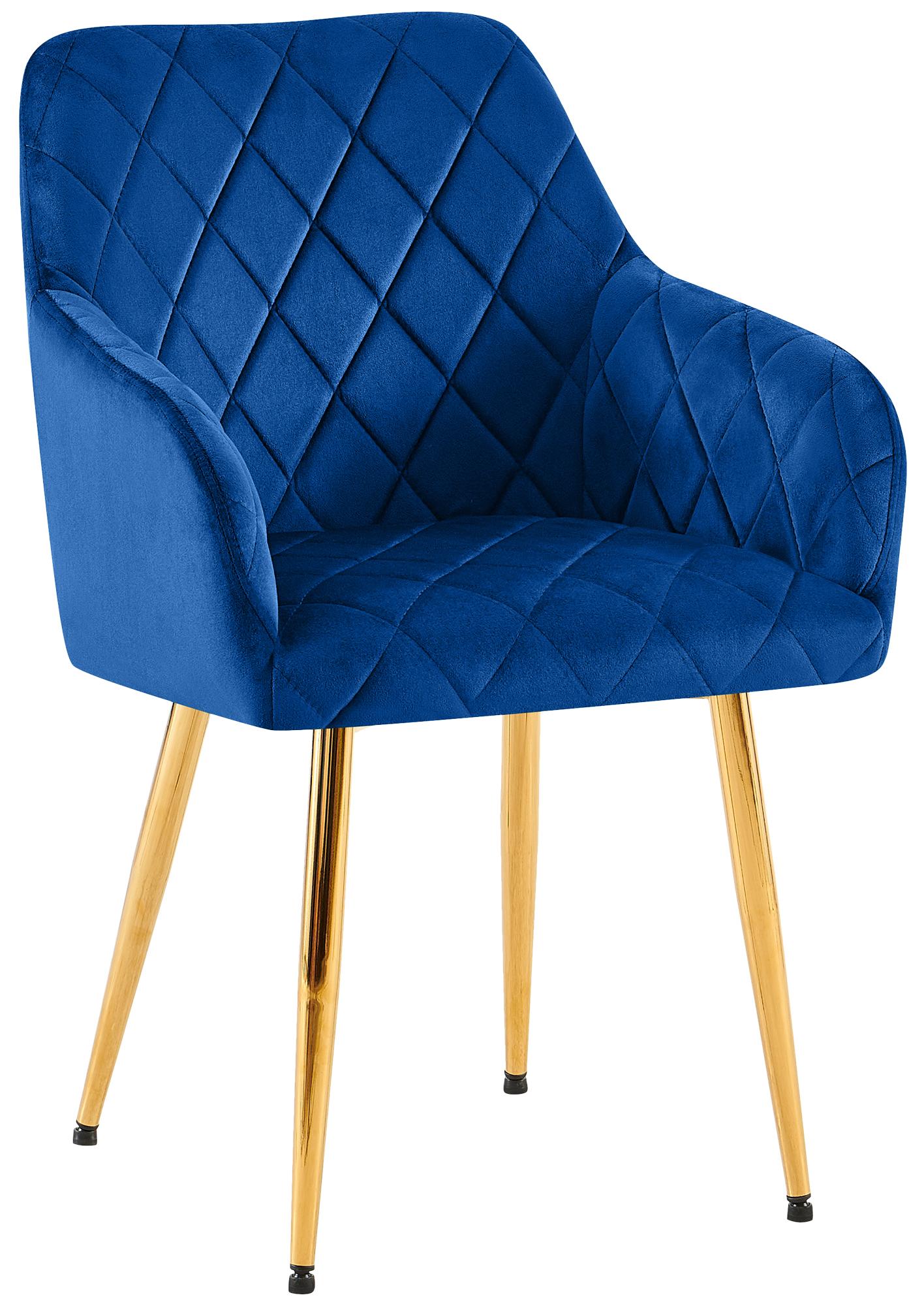 Comfortabele Eetkamerstoel Fluweel - Stijlvolle Stoel, Duurzaam Comfort - Stabiel Onderstel Kleur donkerblauw Materiaal onderstel Metaalgoud