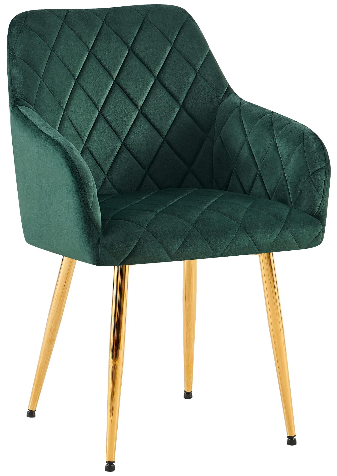Comfortabele Eetkamerstoel Fluweel - Stijlvolle Stoel, Duurzaam Comfort - Stabiel Onderstel Kleur groen Materiaal onderstel Metaalgoud