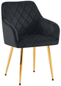 Comfortabele Eetkamerstoel Fluweel - Stijlvolle Stoel, Duurzaam Comfort - Stabiel Onderstel Kleur zwart Materiaal onderstel Metaalgoud