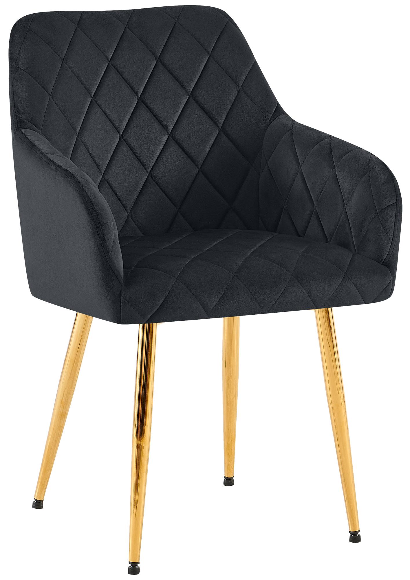 Comfortabele Eetkamerstoel Fluweel - Stijlvolle Stoel, Duurzaam Comfort - Stabiel Onderstel Kleur zwart Materiaal onderstel Metaalgoud