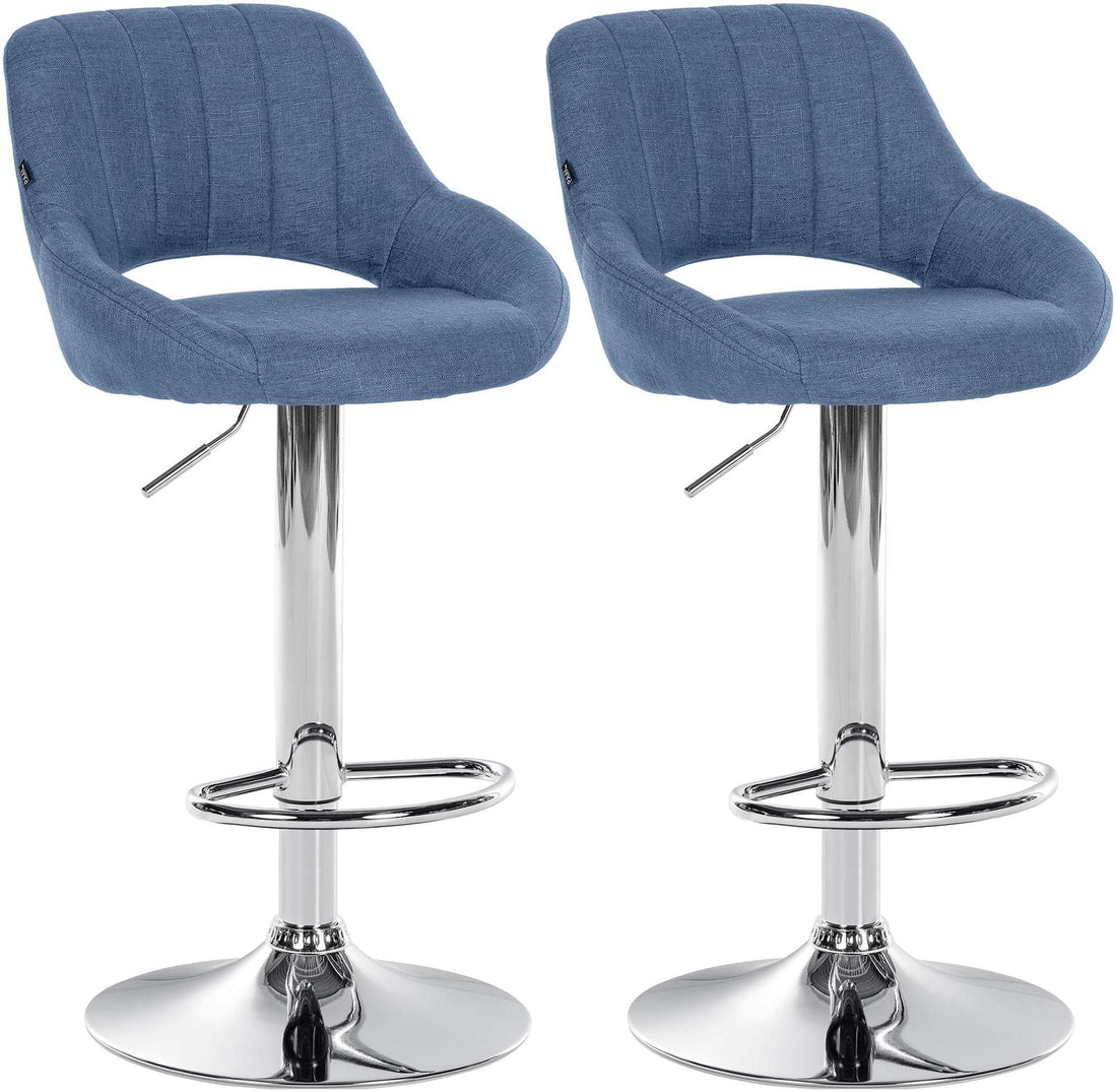 Moderne Barkrukken Set van 2 - Blauwe Hoge krukken - Verstelbare Zithoogte & Ondersteuning Kleur blauw