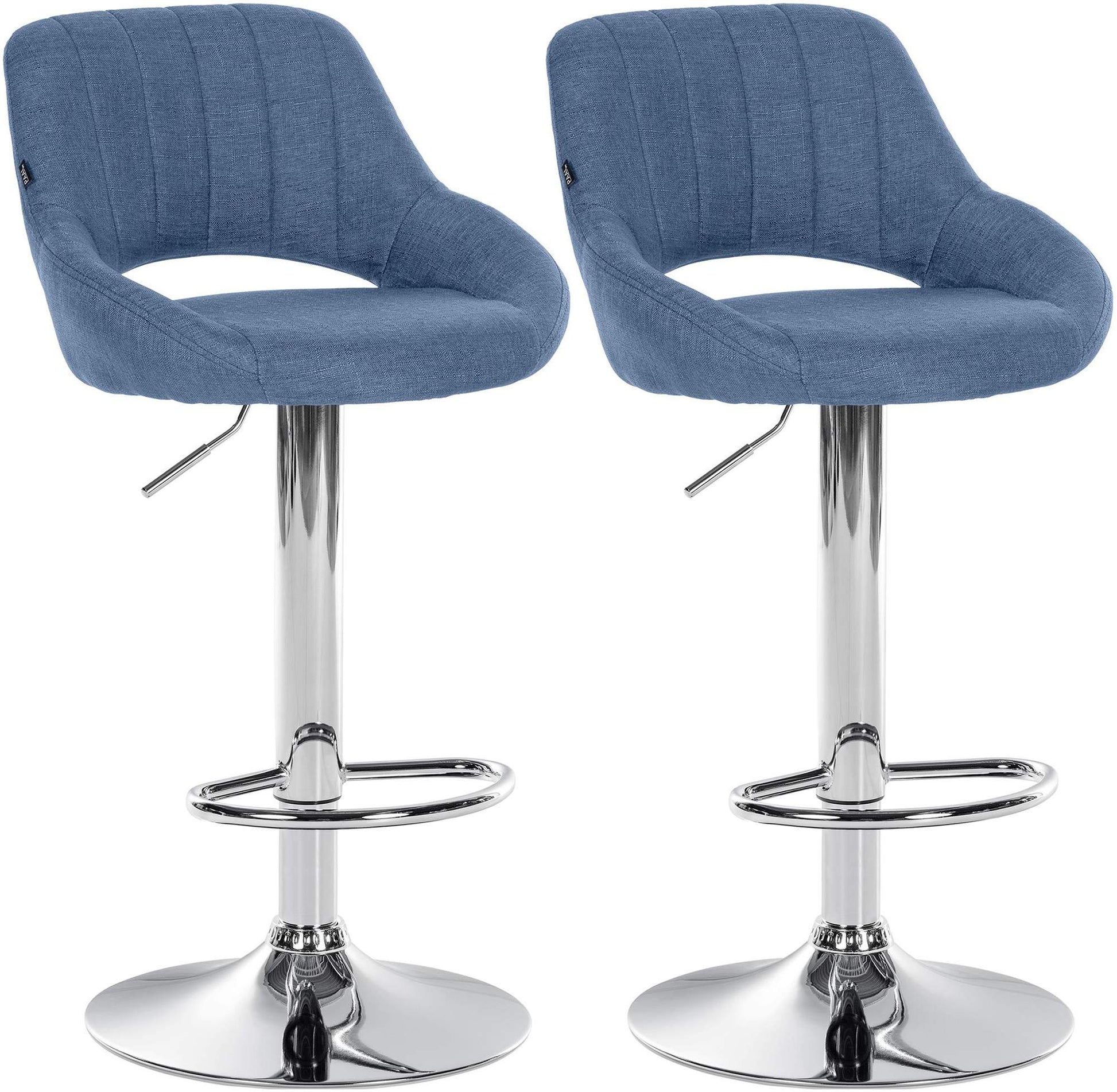 Moderne Barkrukken Set van 2 - Blauwe Hoge krukken - Verstelbare Zithoogte & Ondersteuning Kleur blauw