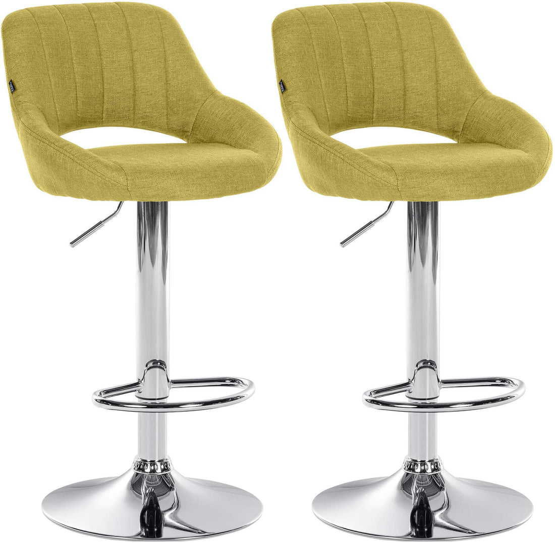 2-delige set Gestoffeerde Barkrukken - Barstoelen - Verstelbare Zithoogte, Luxe Comfort Kleur groen