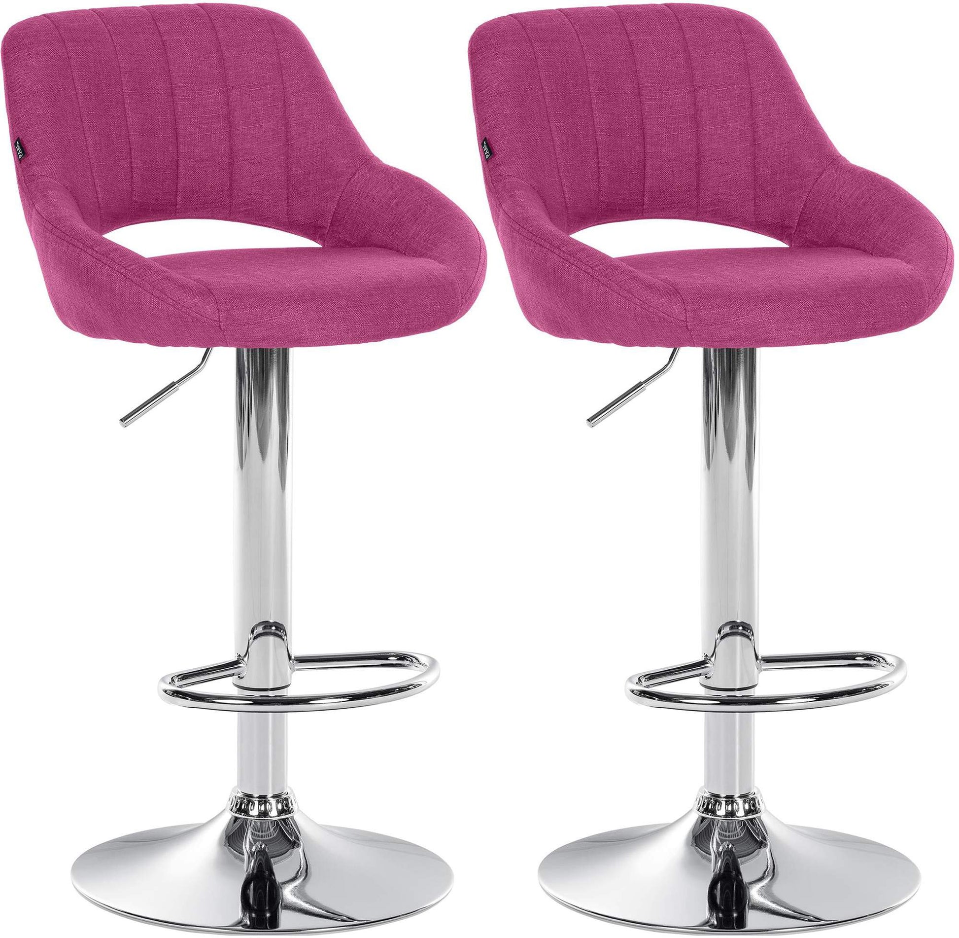 2-delige set Barkrukken - Barstoelen - In Hoogte Verstelbaar met 360° Draaifunctie Kleur lila Materiaal onderstel Metaal in chroomlook