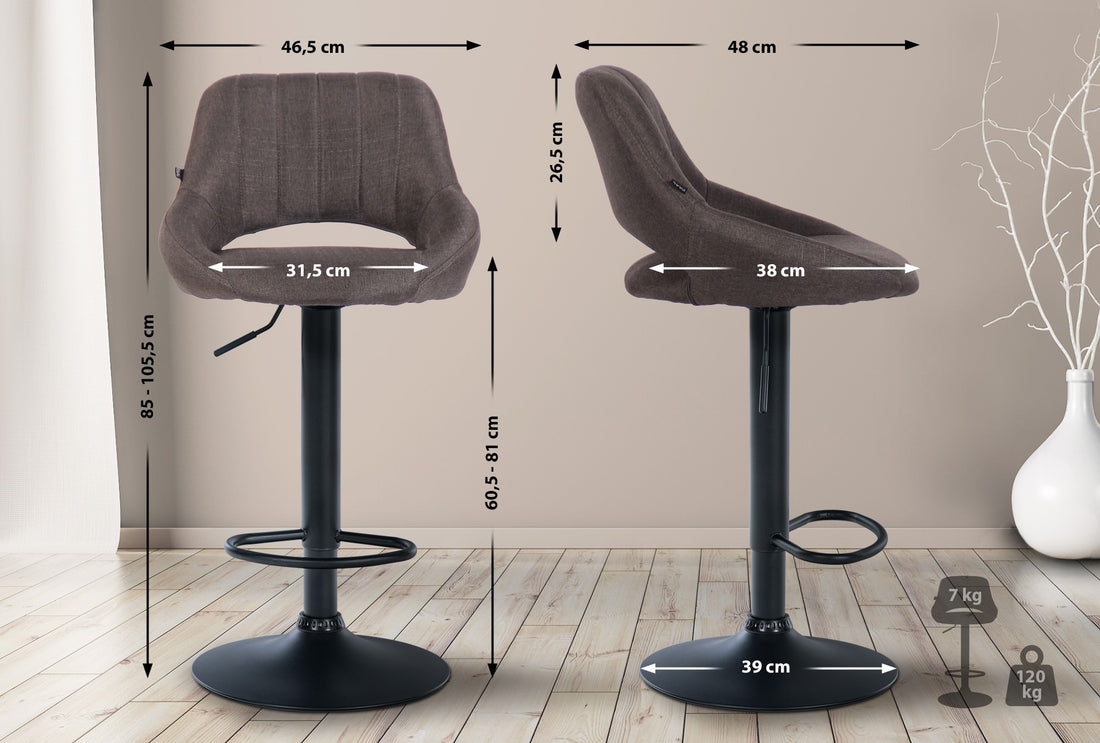 Set van 2 Moderne Barkrukken - Design Stoelen - Hoogteverstelling en 360° Draaiing Kleur donkergrijs