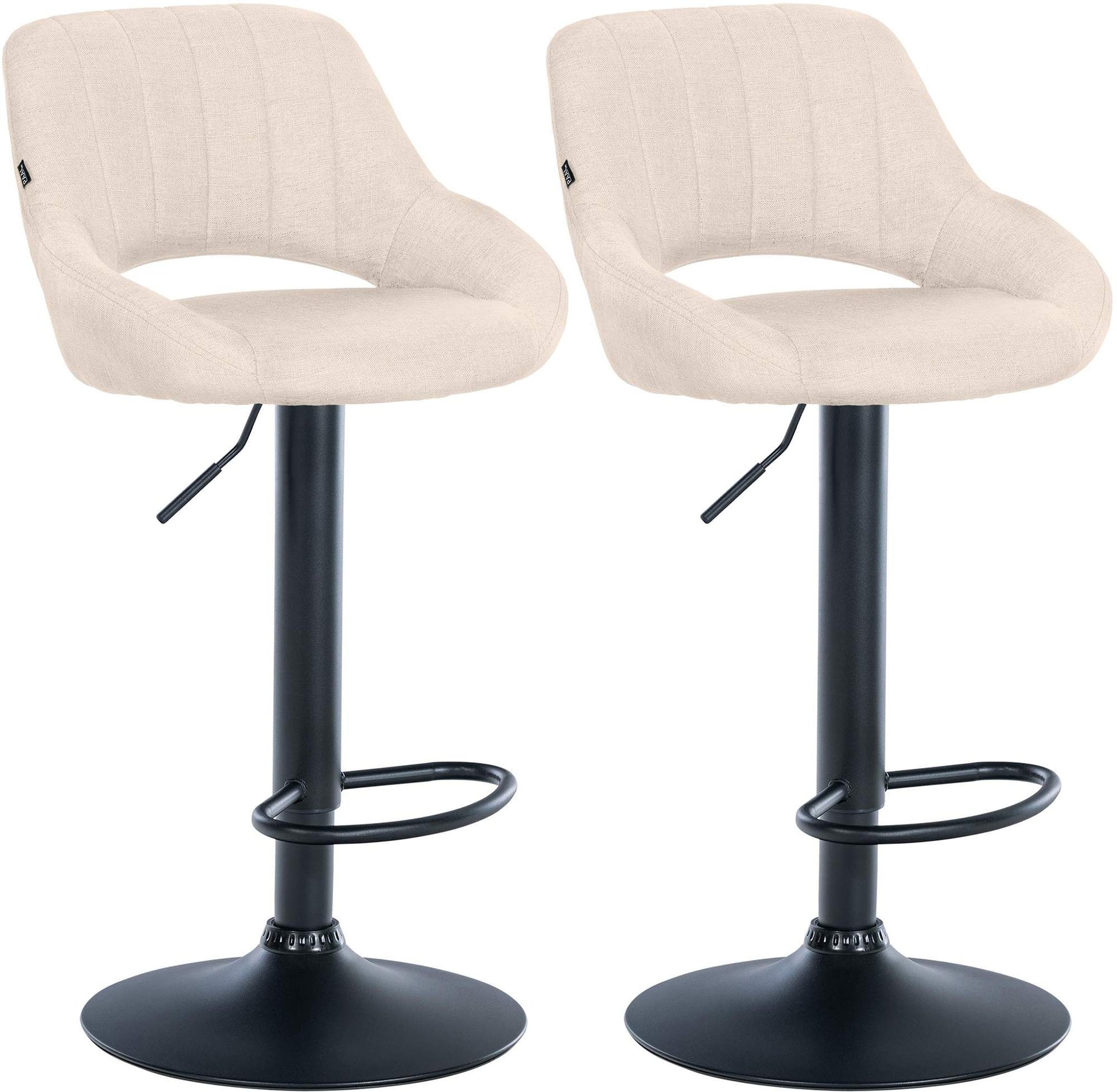 2-delige set Barkrukken - Barstoelen - In Hoogte Verstelbaar met 360° Draaifunctie Kleur crème Materiaal onderstel Metaal matzwart