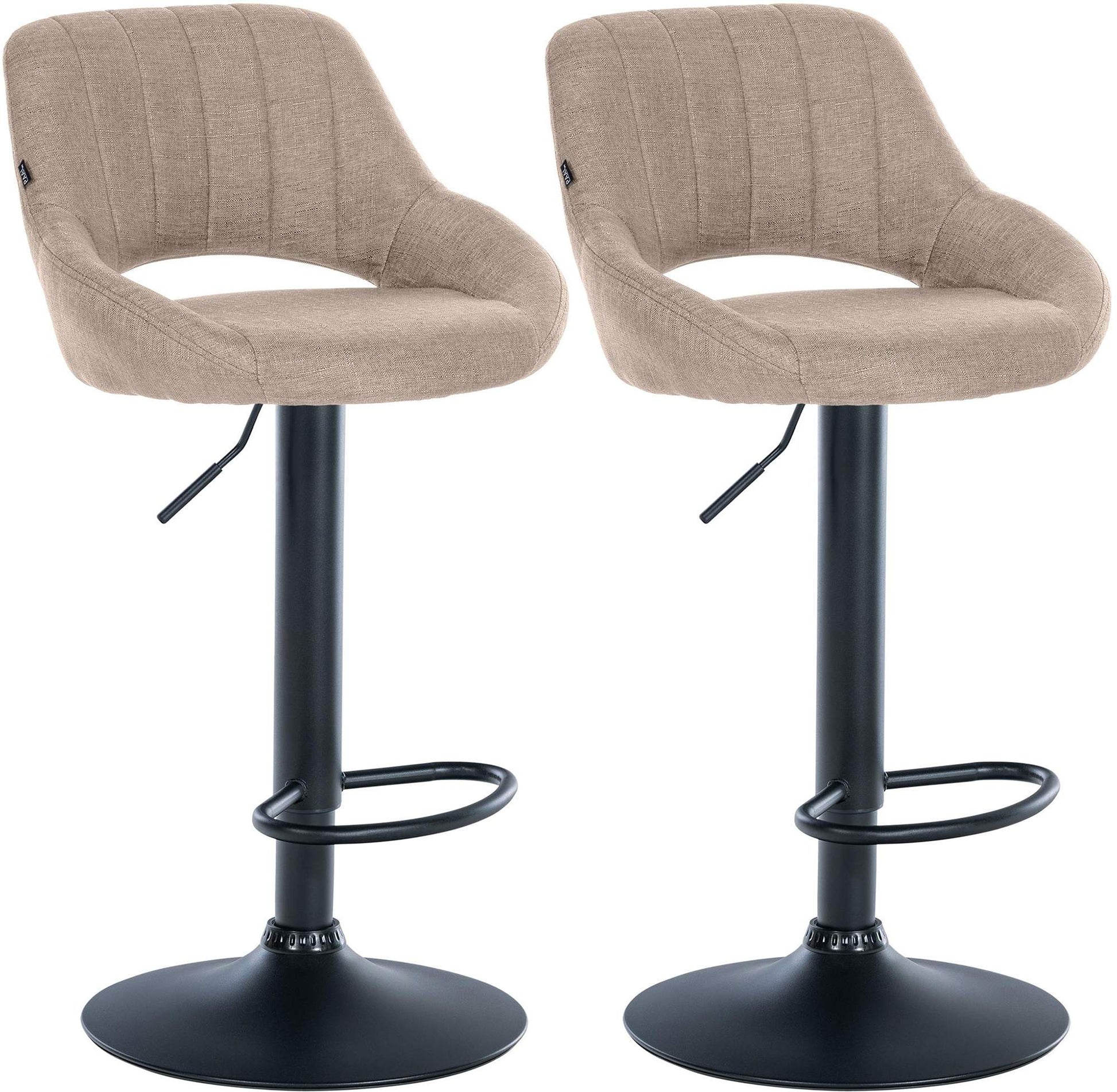 2-delige set Barkrukken - Barstoelen - In Hoogte Verstelbaar met 360° Draaifunctie Kleur taupe Materiaal onderstel Metaal matzwart