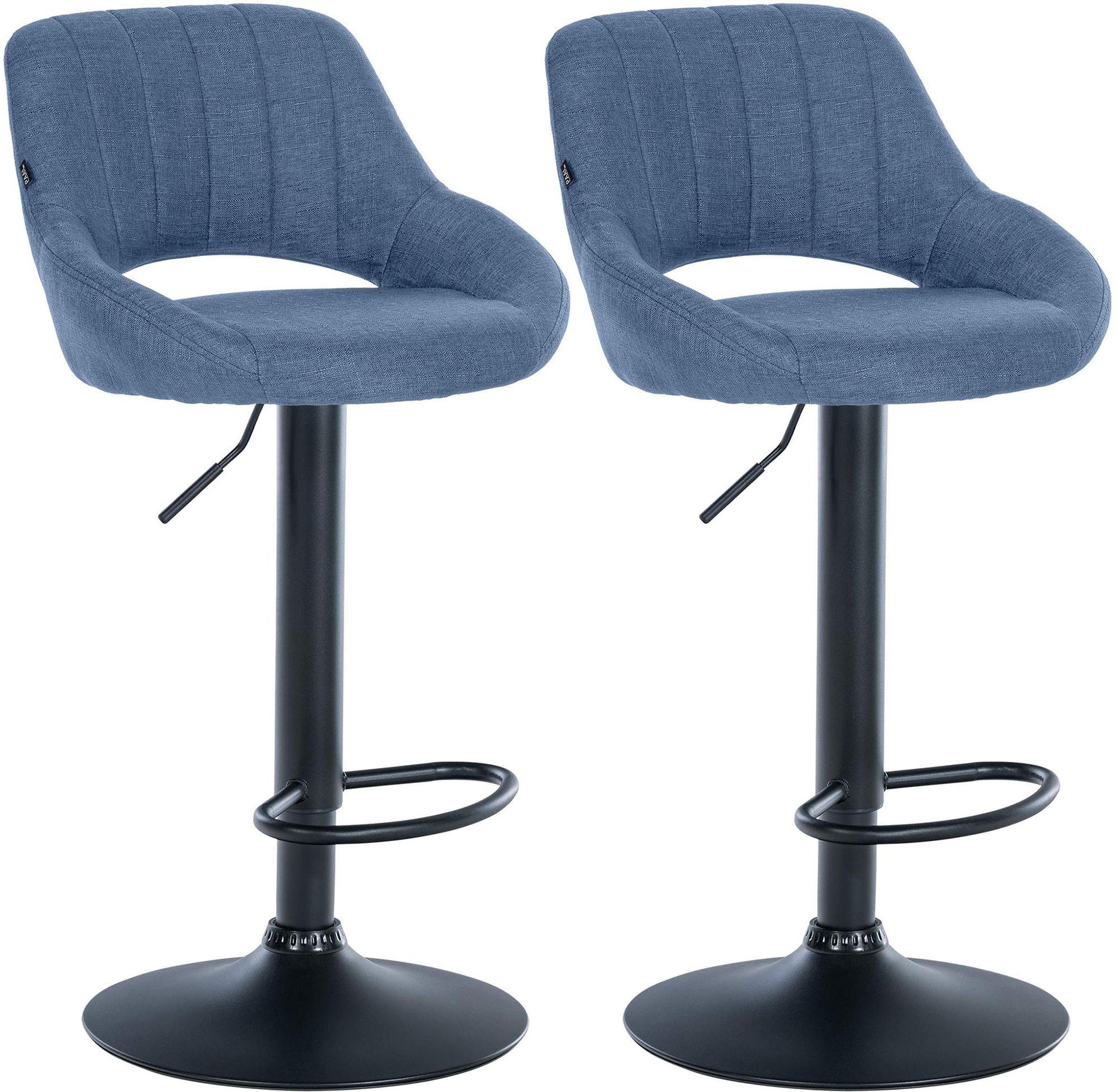 2-delige set Barkrukken - Barstoelen - In Hoogte Verstelbaar met 360° Draaifunctie Kleur blauw Materiaal onderstel Metaal matzwart
