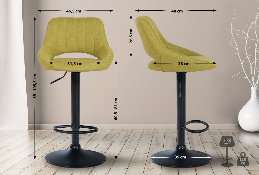 Set van 2 Barkrukken - Bistrostoelen - Verstelbaar & Draaibaar, Onderhoudsvriendelijke Stof Kleur groen