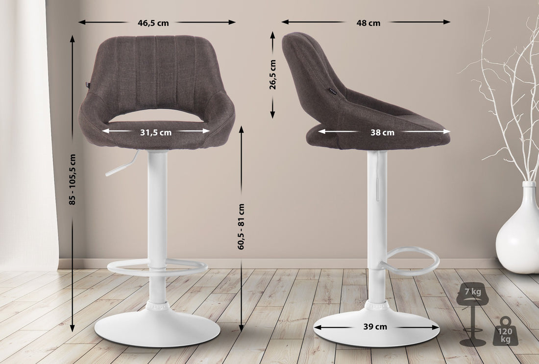 2-delige set Barkrukken - Krukken - Verstelbare hoogte, 360° draaioptie Kleur donkergrijs