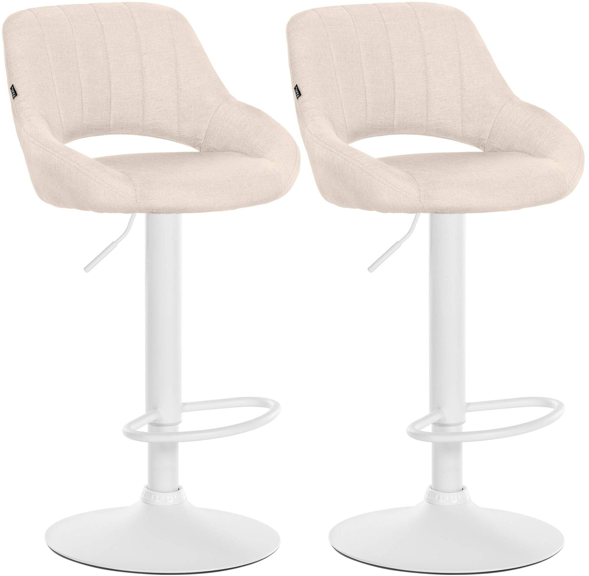 2-delige set Barkrukken - Barstoelen - In Hoogte Verstelbaar met 360° Draaifunctie Kleur crème Materiaal onderstel Metaal mat wit