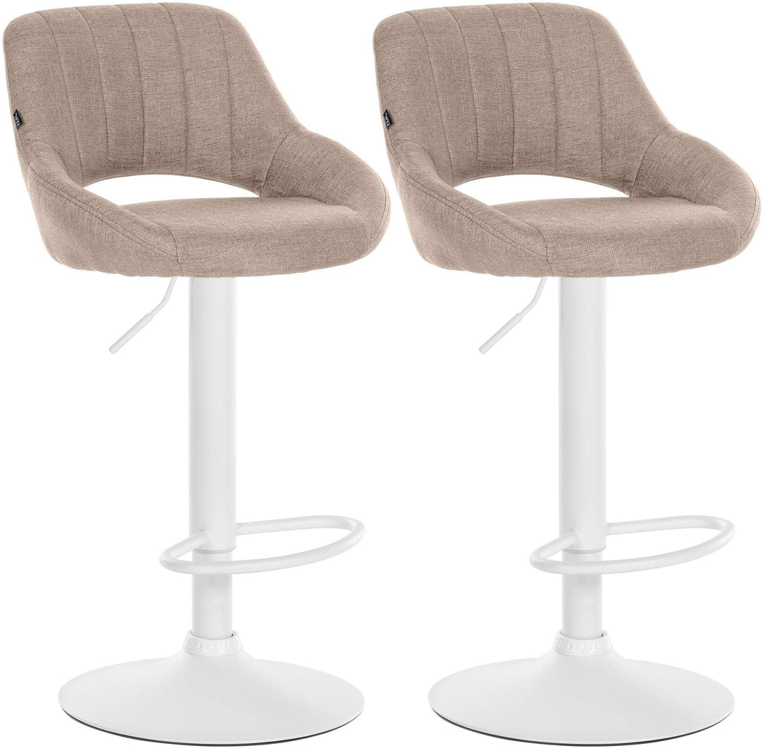 Set van 2 Barkrukken - Counterstoelen - Verstelbaar Hoogte & 360° Rotatie Kleur taupe