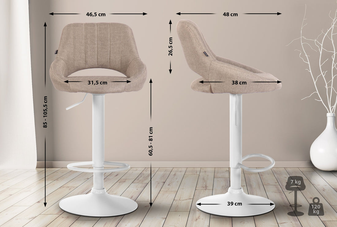 Set van 2 Barkrukken - Counterstoelen - Verstelbaar Hoogte & 360° Rotatie Kleur taupe